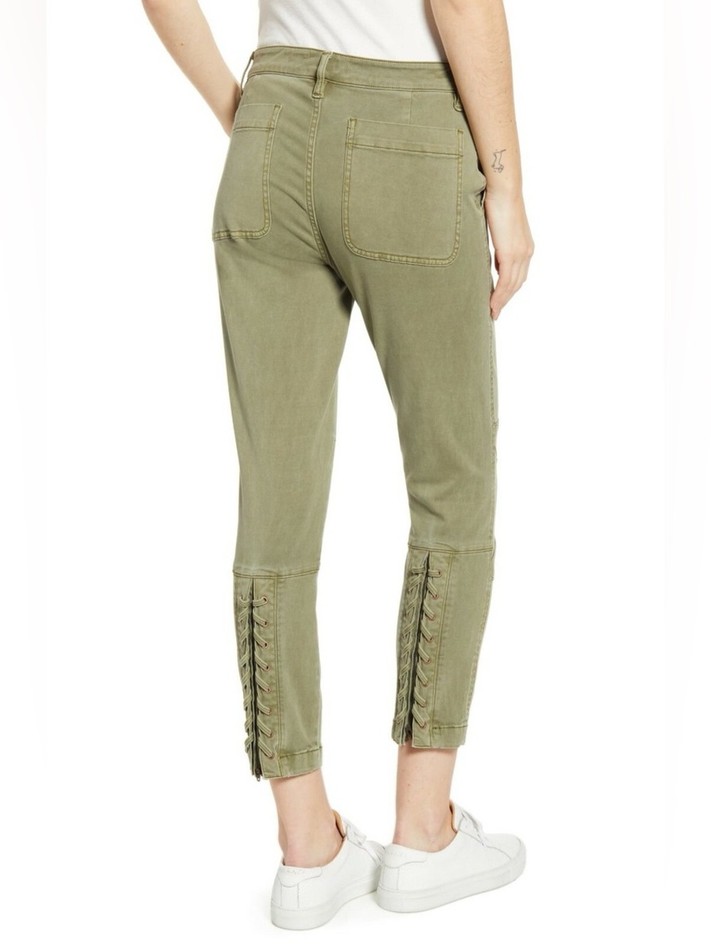 Current Elliott The Weslan Utility Pants Army Green Size 28 Lace Up Zipper Ankle